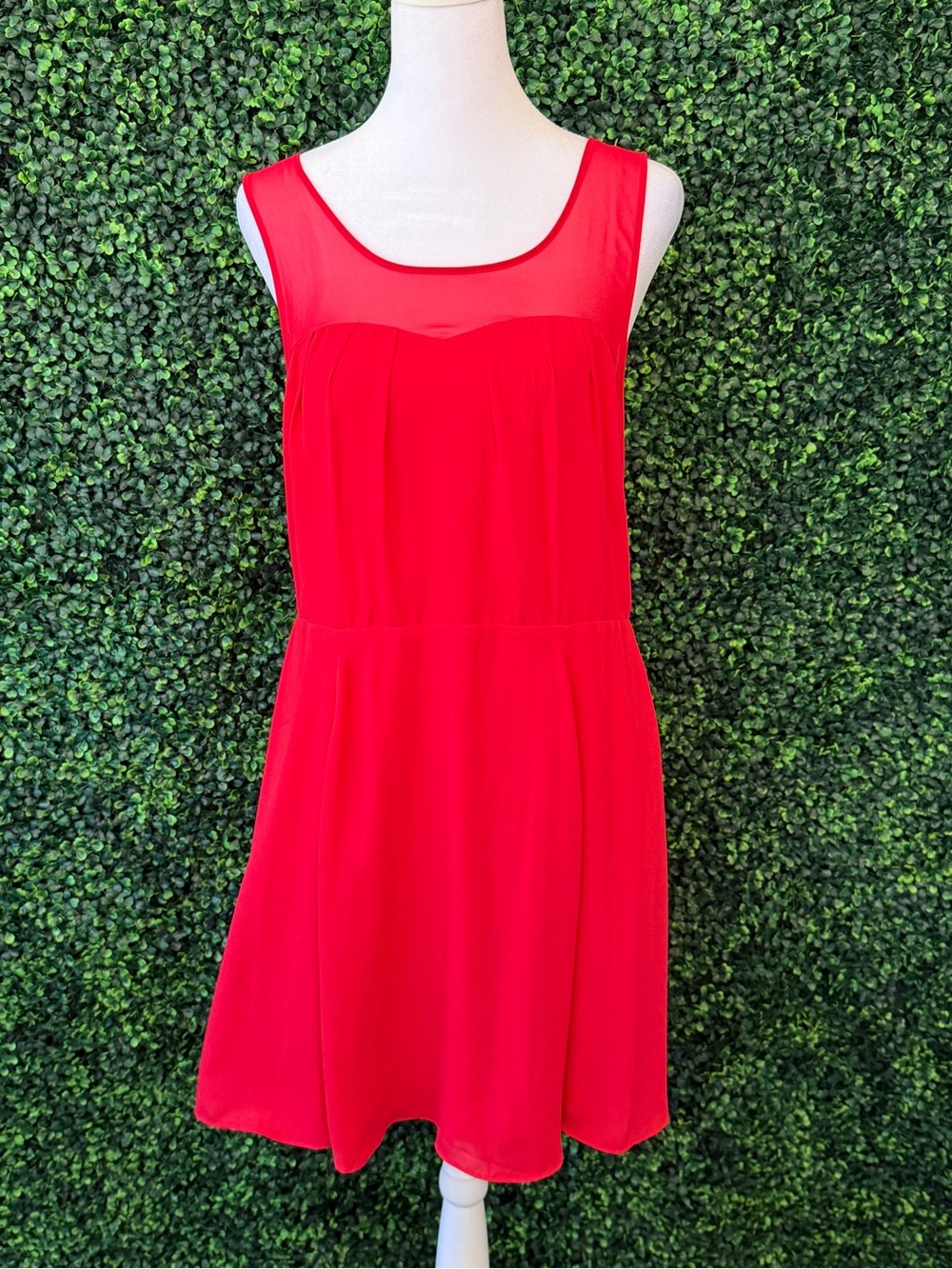 Express Red Sweetheart Mesh Dress